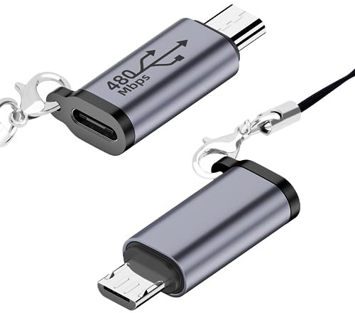 Seminer Adaptateur USB C vers Micro USB (Lot de 2), Type-C Femelle vers Micro USB Mâle Compatible avec Samsung Galaxy S8/S8+ et Périphériques