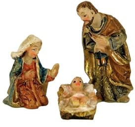 FADEDA 3X Hlg. Familie/Höhe:4 cm/handbemalt/detailgetreue Krippen Figuren - Weihnachten Tisch Dekoration Krippe Zubehör