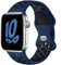 Upeak Sport Cinturino Compatibile con Cinturino Apple Watch 40mm 38mm 41mm 42mm, Cinturini a Doppio Foro in Silicone Traspirante per iWatch Series 10 9 8 7 6 5 4 3 2 1 Ultra SE, S, Blu Notte/Nero