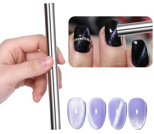 Prasacco Nail Magnet Pen, Nail Magnets for Nail Art Long Nail Magnet Tool Magnet Stick Cat Eye Gel Nail Polish Magnet Double-Ended Strong Magnetic Nails Polish Wand Nail Art Magnet for Nail Art DIY