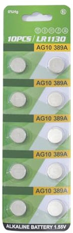 MZRAN 10 batterie alcaline a bottone AG1, AG3, AG4, AG10, AG13, 1,55 V, LR1130, LR41, LR44, per orologi e giocattoli
