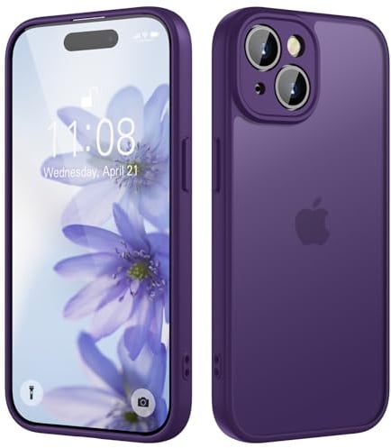 KPPIT for iPhone 15 case,[Shockproof Military Grade Drop Protection] [Frosted Translucent] iPhone 15 Phone case,Purple