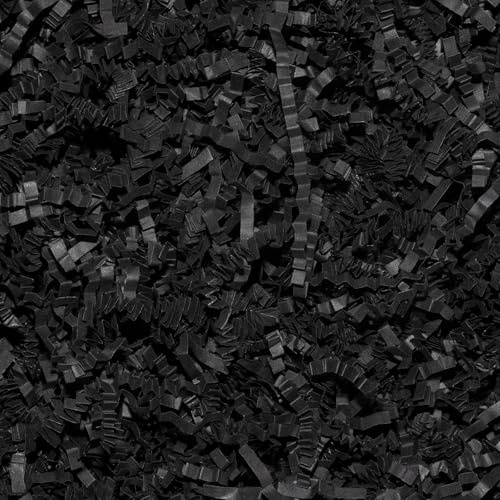 200g Papier Déchiqueté pour Remplissage Boîte Cadeau pour Noël Fête (Noir) | Rafia Panier Cadeau de Remplissage pour Calage Protection Décoration, Papier Froissé Emballage pour Saint-Valentin, Pâques