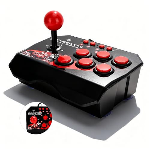 ANGGREK Fight Stick, Wired USB Joystick for PC - Small Controller with Spherical Metal Joystick and 6 Action Buttons
