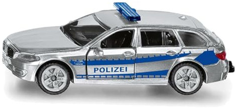 siku 1401, Polizei-Streifenwagen, Metall/Kunststoff, Silber, Öffenbare Türen, Anhängerkupplung