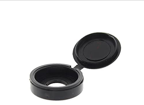 Pack of 100, 6/8g Black Hinged One Piece Plastic Screw Cover Caps (Small, 6/8g)