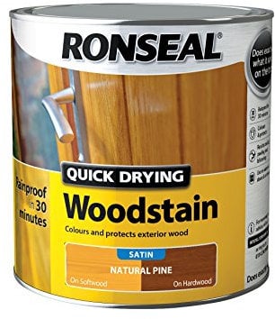 Ronseal QDWSNP25L 2.5 Litre Satin Finish Quick Dry Woodstain - Natural Pine