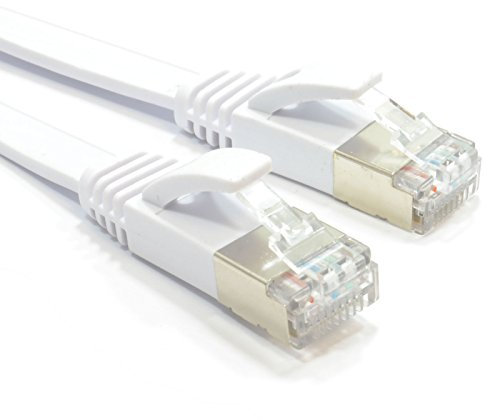 kenable FLAT CAT6A S/STP Shielded 500MHz Ethernet LAN Cable RJ45 15m White