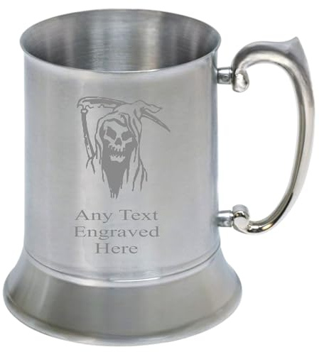 Lucy G [Custom] Personalised Engraved Grim Reaper Stainless Steel Tankard st57