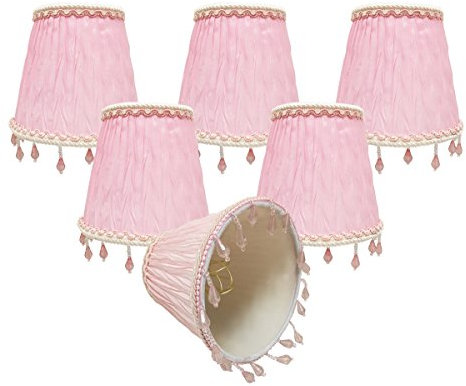 Royal Designs CSO-1037-5PNK-6 Kronleuchter-Lampenschirme mit Rüschen, plissiert, 7,6 x 12,7 x 11,4 cm, Rosa, 6 Stück