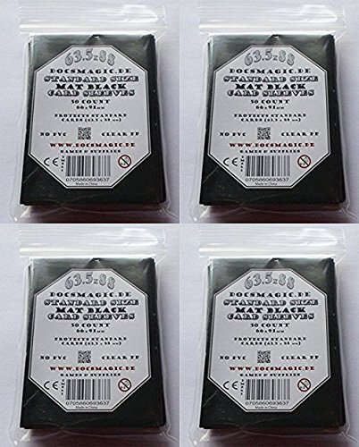 docsmagic.de 2 x 100 Double Mat Black Card Sleeves Standard Size 66 x 91 - Schwarz - Kartenhüllen - PKM - MTG
