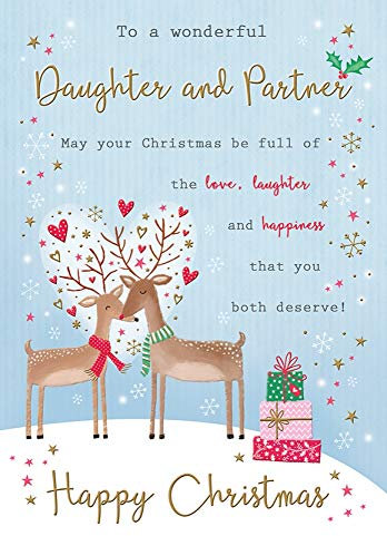 Traditionelle Weihnachtskarte für Tochter und Partnerin, 22,9 x 15,2 cm, Piccadilly Greetings