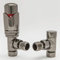 Hot Flow Black Nickel Marella Modern Thermostatic Radiator Valve Angled TRV. Includes Angled TRV Body, Wheel Head and Lock Shield for Quick & Easy Temperature Control.