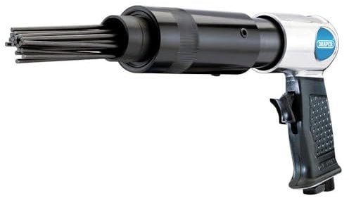 Draper 90 Psi Pistol Grip Needle Scaler | 1/4 Inch BSP Airline Connector | Lightweight Aluminium Housing | Heavy Duty Cleaning Tool | Front Exhaust | 84131