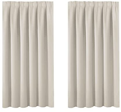 BellaHills Bedroom Blackout Curtain and Drape - Window Treatment Thermal Insulated Solid Pencil Pleat Blackout Drapery for Bedroom 66 x 54 Inch, 2 Panels, Light Beige