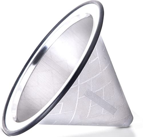 Compatible with Chemex, Hario V60 Pour Over Coffee Filter - Wide Metal Base Reusable Stainless Steel Coffee Dripper - Paperless Coffee Filter for Sustainable Brewing