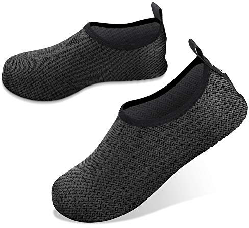 JOTO Wasserschuhe für Damen Herren Kinder, Unisex Badeschuhe Strandschuhe Quick-Dry Schnelltrockend Aquaschuhe Schwimmschuhe Surfschuhe Barfuß Schuhe Schwarz/ 36-37