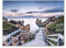 Leinwandbild Praia 85 x 113 cm I Steg ans Meer Strand Kap Verden Afrika Strand Holz Blau I Bild Wohnzimmer Schlafzimmer Esszimmer XXL groß Leinwand I Wanddeko Poster Kunstdruck