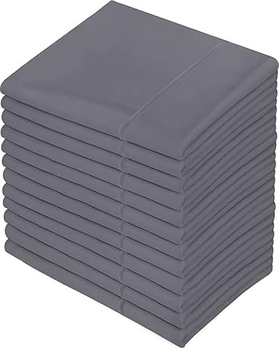 Utopia Bedding - 12 Pack Pillow Cases - OEKO-TEX - Standard Size 50x75 cm - 100% Brushed Microfiber Pillowcases with Envelope Closure, pillows not included - Wrinkle, Fade, & Stain Resistant - Grey