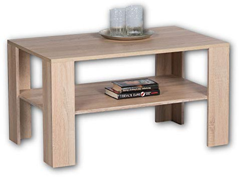 JOKER PLUS Couchtisch in Eiche Sonoma Optik - großer Sofatisch mit Ablage für Ihren Wohnbereich - 100 x 54 x 60 cm (B/H/T)