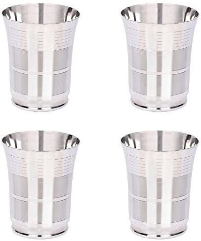 WG inc 4 Pack Stainless Steel Cups Shatterproof Metal Drinking Glasses Reusable Beer Tumblers for Home Outdoor Party Camping Travel Hiking - Kids & Adults (12 Oz / 350 ML)