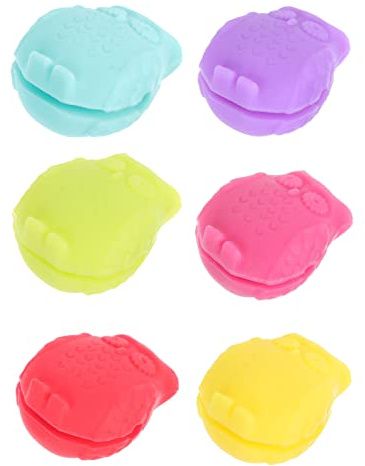 Angoily 6 Stücke Silikon Glasmarker Glasmarkierer Anhänger Glas Kennzeichnung Gläser Markierung Eulen Figur Trinkgläser Markieren Getränke Weinglas Marker für Bar Geburtstag Weihnachten Deko