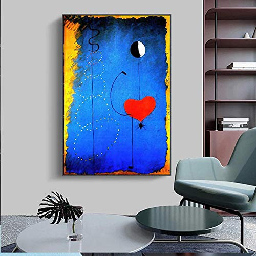 JZSDGB Joan Miro Poster und Drucke-Abstrakte Joan Miro Leinwandbilder-Berühmte Joan Miro Gemälde druck auf Leinwand Kunstdruck-Wandkunst Bilder Malerei(Tänzerherzliebe) 70x100cm(28x40in) rahmenlos