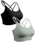Sykooria Sport BH Damen Gepolstert Bustier Damen BH ohne Buegel Spaghettiträger Cross Back Design Push up BH Sport Bra Top für Yoga Fitness, Schwarz+G, AMB00393_B+G_L