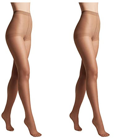 Conte elegant Pack de 2 pantis de mujer resistentes semimate - pantis de mujer finos con bragas marcadas - liso SOLO 20 color Marrón Talla 4