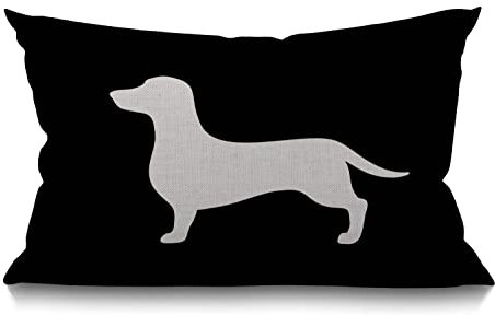 BGBDEIA Dackel-Lendenwirbelkissen, 30 x 50 cm, dekoratives Schlafzimmer, Wohnzimmer, Hund mit schwarzem Hintergrund, rechteckig, für Bett, Sofa, Couch