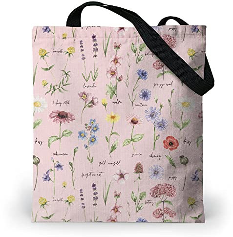 Loxato Tote Bag Aesthetic - Borsa Tela con Cerniera e Tasca Interna Grande 37x42cm - Tote Bag Università Impermeabile - Borsa Tela Donna