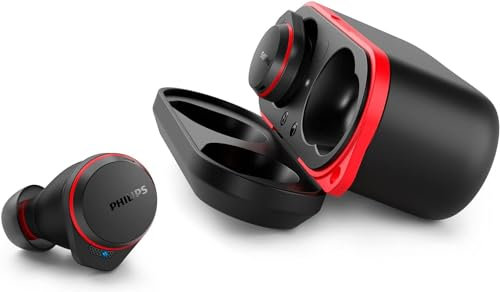 Philips TAA7507BK/00 True Wireless Sportkopfhörer, Premium-Sound, Noise Cancelling Pro, kristallklare Gespräche, zuverlässiger Sitz im Ohr, bis zu 28 Stunden Wiedergabezeit, Schwarz