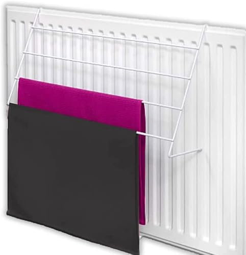 KHAPALWAK 4 Bar Radiator Clothes Airer Space Saving Drying Rack Powder Coated Metal With Non-Slip Plastic Caps Over Multipurpose (1 x Bar) (KW-4633)