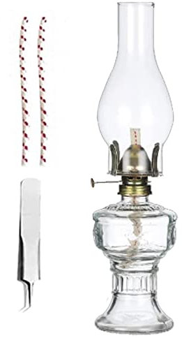 ZBYY Petroleumlampe,öllampe für innenräume,mit Docht Öl-Lampe,Weiß Retro Große Kapazität Glas Petroleumlampe,Notlicht Für Haushaltsstromausfall Öllaterne Dekorlampe,TypeA1pcs