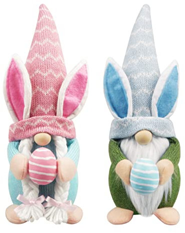 Songjum 2 Stück Wichtel zu Ostern mit Osterei Osterhase Deko Plüsch Oster GNOME für Kinder Ostern Zuhause Wohnzimmer Schaufenster Geschenk Desktop