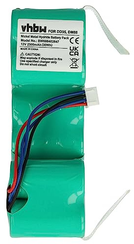 vhbw Battery compatible with Ecovacs Sweeper DG716, DE35, DG710, DD35, DE33 Home Cleaner (2500 mAh, 12 V, NiMH)