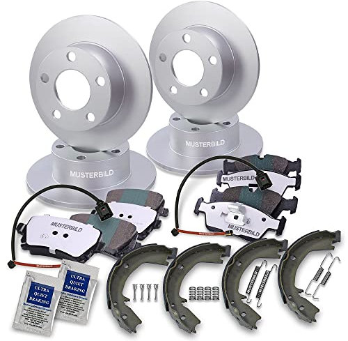 ATEC Germany Bremsenset inkl. Bremsscheiben Vorne Ø 300 mm Belüftet + Hinten Ø 300 mm Belüftet + Bremsbeläge Vorne & Hinten + Bremsbacken Hinten Kompatibel mit BMW 3er (E90), 3er Touring (E91)