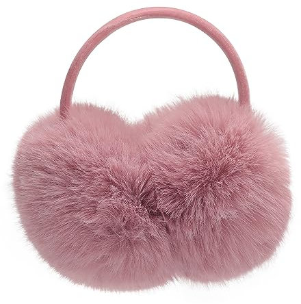 ZLYC Klassischer Damen Kinder Mädchen Verstellbarer Winter Ohrenschützer Ohrenwärmer mit Molton-Haarreifen(Großes Rosa)