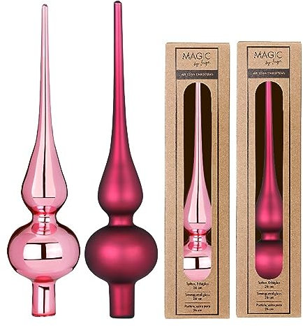 Inge-glas Christbaumspitze Glas 26cm x 1 Stck Matt oder Glanz Sortiert lila Beere rosa Berry Kiss