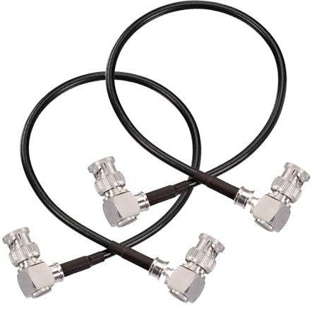 Superbat Cavo BNC 30cm 3G/6G/HD SDI Cavo Belden 1855A Cavo 75ohm BNC Doppio Maschio ad Angolo Retto SDI Cavo Video per 4K Telecamera Broadcast CCTV Convertitore (Doppio Angolo Retto, 2 Pezzi)