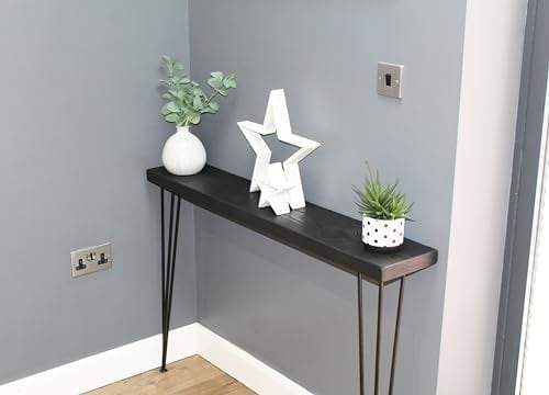 Console Table | 20cm or 15cm deep Handcrafted Home Side Table | Black Wooden Table with Hairpin Legs | Radiator Shelf | Entryway | Hallway | Home Decor