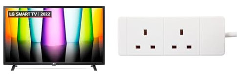 LG LED LQ63 32 HD 720p Smart TV & PRO ELEC PELB1510 2 Gang Extension Lead 3m, White