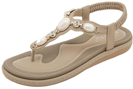 LKRSEEF Entre Doigts Antidérapantes Footwear Sandalette Femme Plates Confortables Respirantes Décontractées Sandale Plage Femme Perles Amovibles Sandales Femme