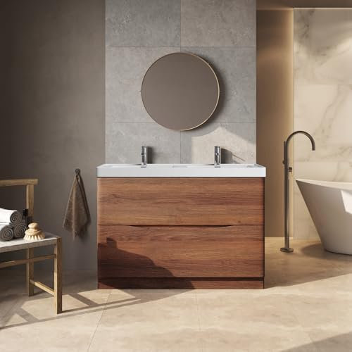 Go Bathrooms Eaton Redwood 1200mm Floor Standing Vanity Unit Inc Resin Basin Sink Vanity Unit Under Sink Bathroom Cabinet Storage Vanity Sink