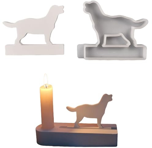 Silikonformen Gießformen, Silikonform Kerzenhalter, DIY Kombination Gießform Kerzenhalter, Gipsformen zum Gießen (Einsatz - Hund)