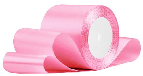 Rosa Satinband 75mm x 22 Meters Stoffbänder für Geschenkverpackungen, Blumensträuße, Kunsthandwerk und Hochzeitsdekoration