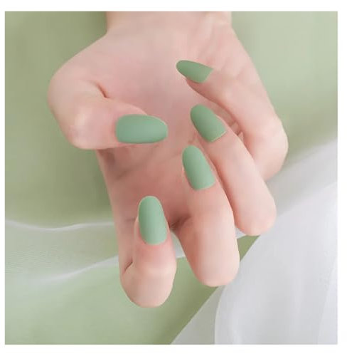 Press On Nails 24Pcs/Set Strips Wearable Manicure Tools Ballerina Press on Nail Piece Matte Scrub Patch Coffin Fake Nails Artificial Finished False Nails(Mint Green)