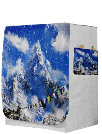 Highdi 3D Funda de Lavadora Cubierta, Secadoras de Carga Frontal Protector Exterior Cubierta a Prueba de Polvo (Capacidad M 8~10kg,Invierno 1)