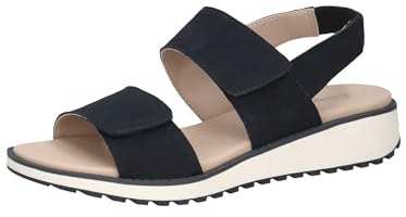 CAPRICE Damen Sandalen flach aus Leder Bequem, Blau (Ocean Suede), 40 EU