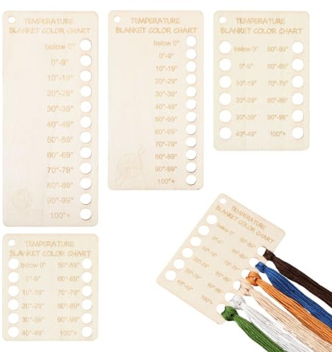 CHGCRAFT 4 Stück Temperaturdecken-Planer, Holz, Stricken, Temperatur-Farbtabelle, wiederverwendbar, blanko, Schattierungskarte zum Häkeln, Stricken, Zubehör, handgefertigte Geschenke